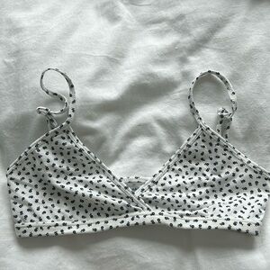 Brandy Melville white and blue floral bra